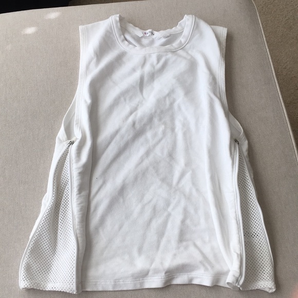 White Athleta crop top with zippers - Picture 2 of 4
